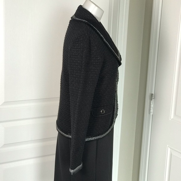JONES NEW YORK BLACK TWEED CHANEL LIKE JACKET - Picture 3 of 7
